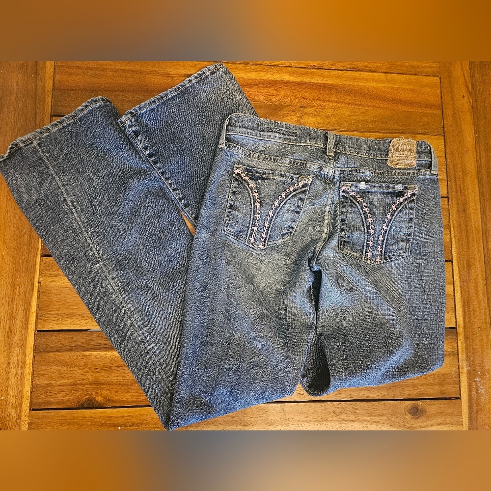 Chip & Pepper Gilhart Bootcut Jeans Women’s Blue Mid Rise Denim Embroidered